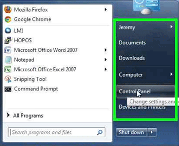 Windows Start Menu, Control Panel